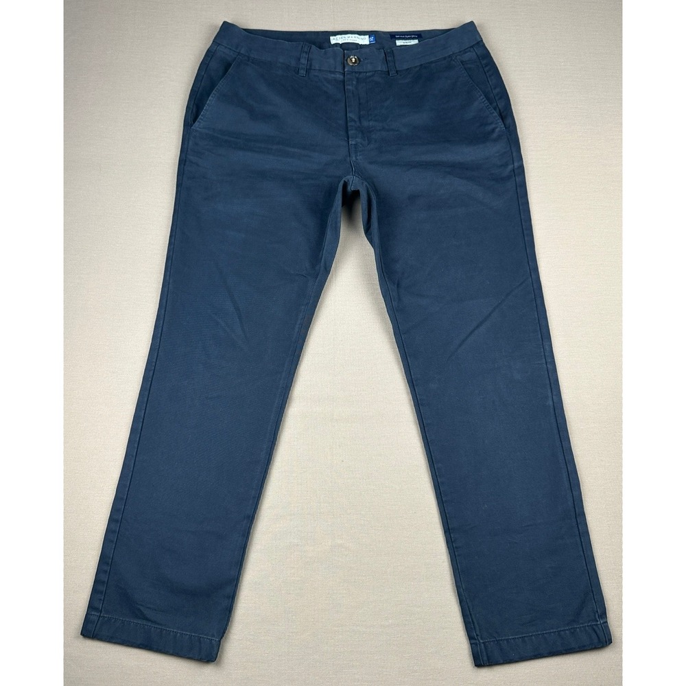 Peter Manning NY Garment Dyed Chino Slim Fit Navy Blue Mens 35W 29L Pants